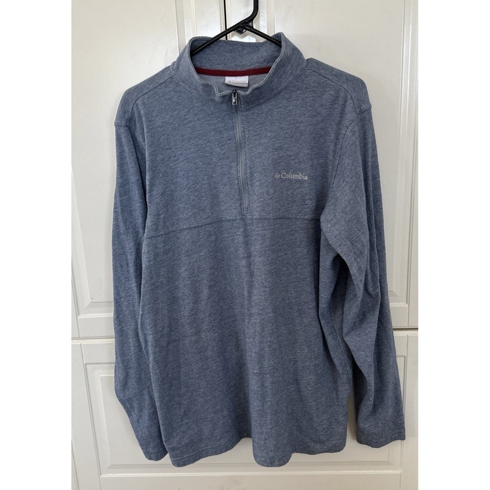 Columbia Men's Half Zip Softshell Fleece Pullover Blue Sz L